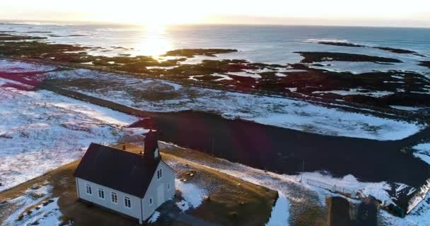 Kościół Widoku Powietrza Islandia — Wideo stockowe