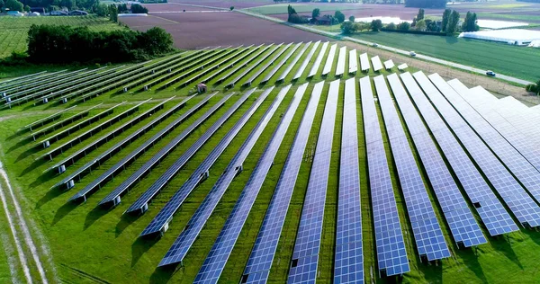 Zonnepanelen Vanuit Lucht Bekeken — Stockfoto