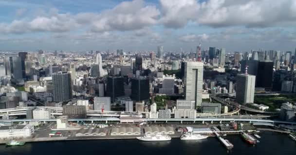 Tokio Baai Lucht Uitzicht — Stockvideo