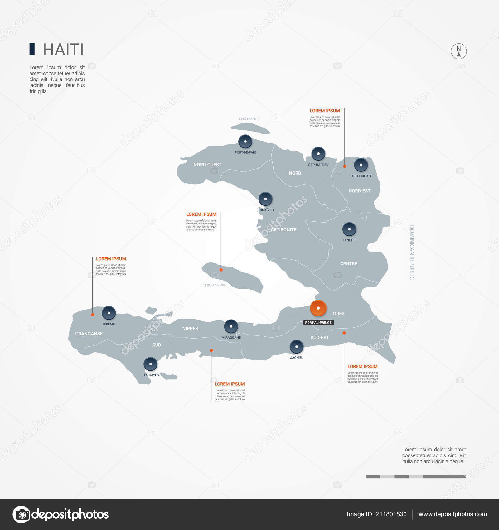 Haiti Map Borders Cities Capital Administrative Divisions Infographic