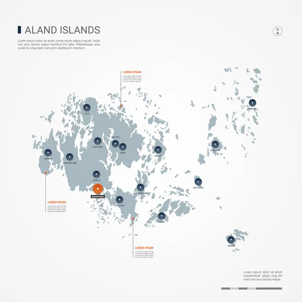 Gibt Inseln Mit Grenzen Städten Der Hauptstadt Mariehamn Und Verwaltungseinheiten — Stockvektor