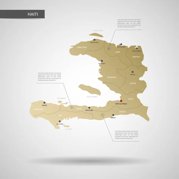Stilisierte Vektorhaiti Karte Infografik Goldkartenillustration Mit Städten Grenzen Hauptstadt Verwaltungseinheiten — Stockvektor