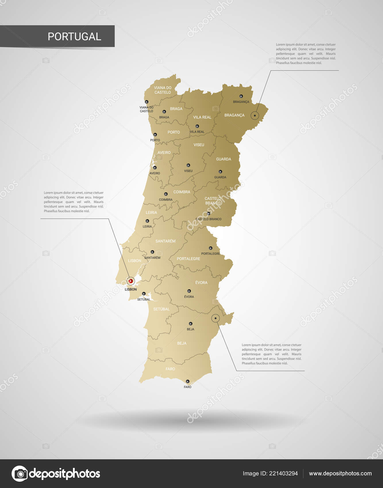 Vetores de Mapa Do Vetor De Portugal Mapa Do País Com Divisão