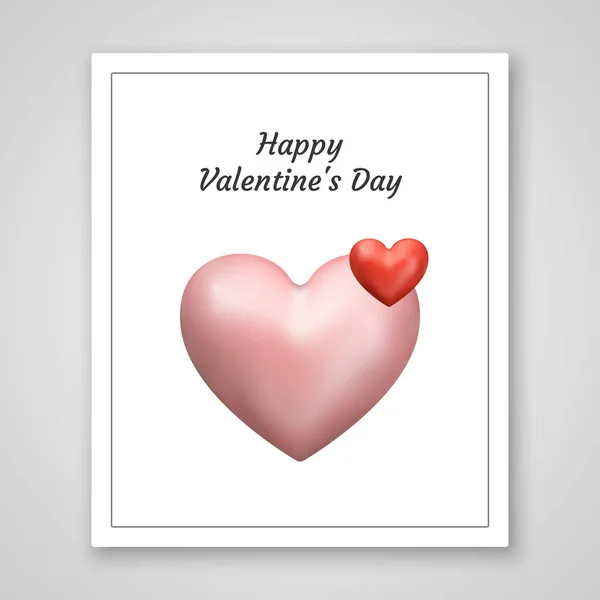 Plakat Fröhlicher Valentinstag Mit Roten Und Rosa Herzen Und Schriftzug — Stockvektor