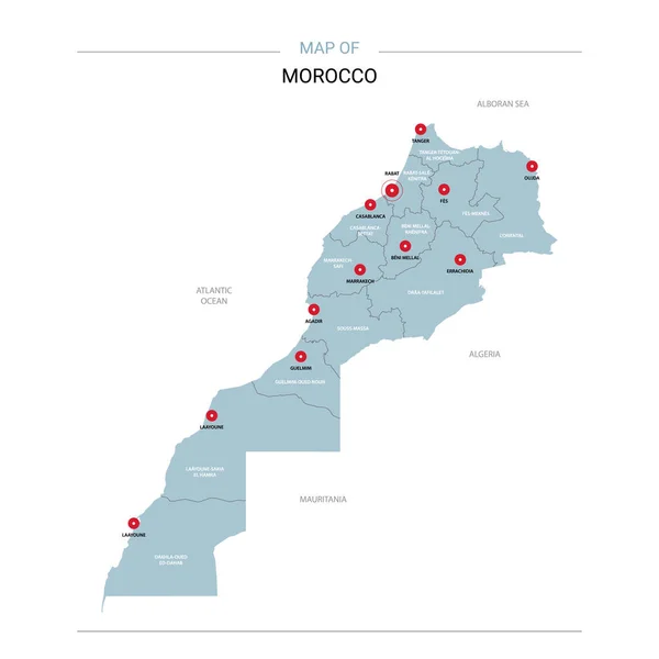Marokko Vektorkarte Editierbare Vorlage Mit Regionen Städten Roten Pins Und — Stockvektor