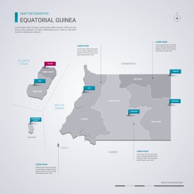 Ekvator Ginesi vektör harita Infographic öğelerle işaretçi 
