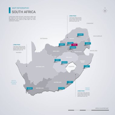Güney Afrika Cumhuriyeti (Rsa) vektör harita Infographic eleme ile