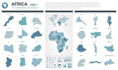 Vektör kümesi eşleştirir. Afrika ülkeleri zekâ yüksek Detaylı 46 haritalar