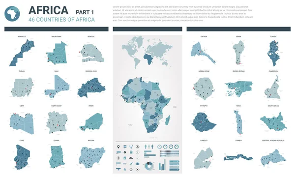 Vector maps set.  High detailed 46 maps of African countries wit Vector Graphics