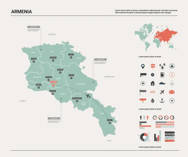 Mapa vectorial de Armenia . — Vector de stock