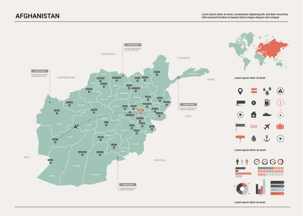 Afganistan Haritası vektör . — Stok Vektör