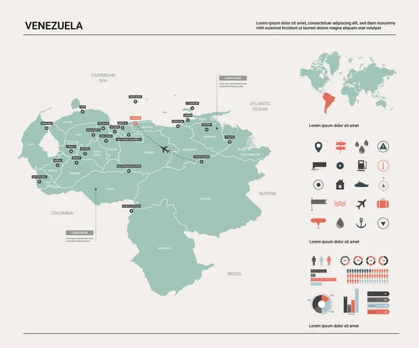 Mapa vectorial de Venezuela . — Vector de stock