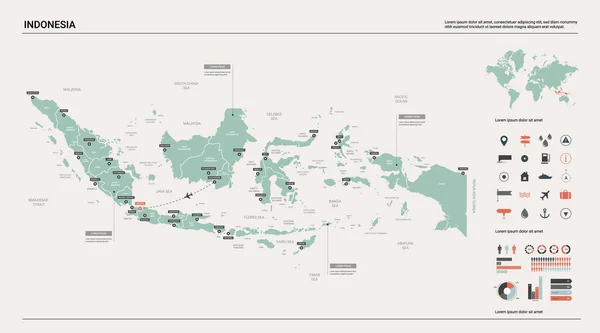 Mappa vettoriale di Indonesia . — Vettoriale Stock