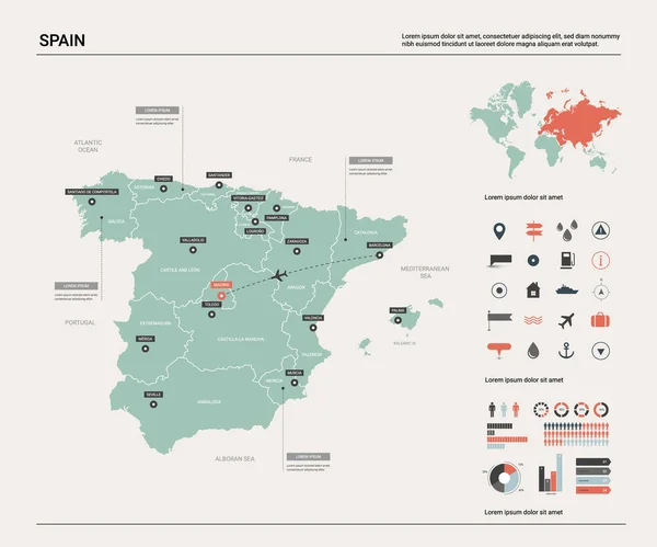 Mapa vectorial de España . — Vector de stock