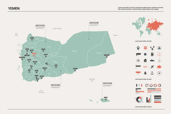 Mapa vectorial de Yemen . — Vector de stock