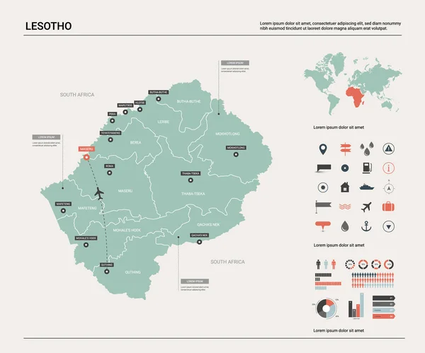 Mapa vectorial de Lesoto . — Vector de stock