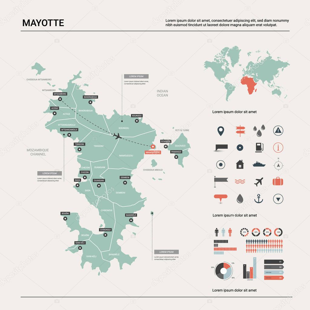 Vector map of Mayotte. 