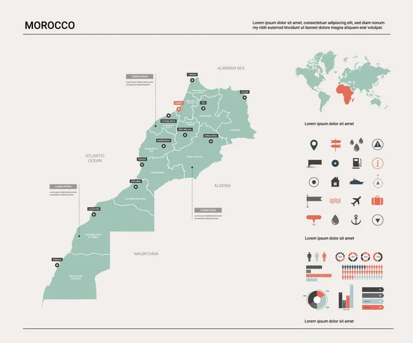 Mapa vetorial de Marrocos . — Vetor de Stock