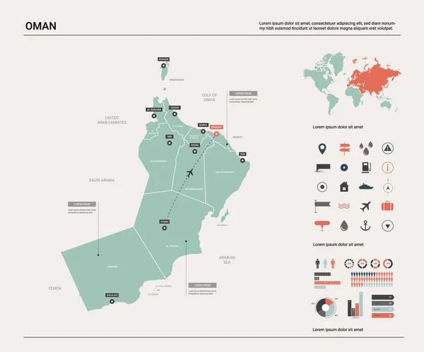 Mapa vectorial de Omán . — Vector de stock