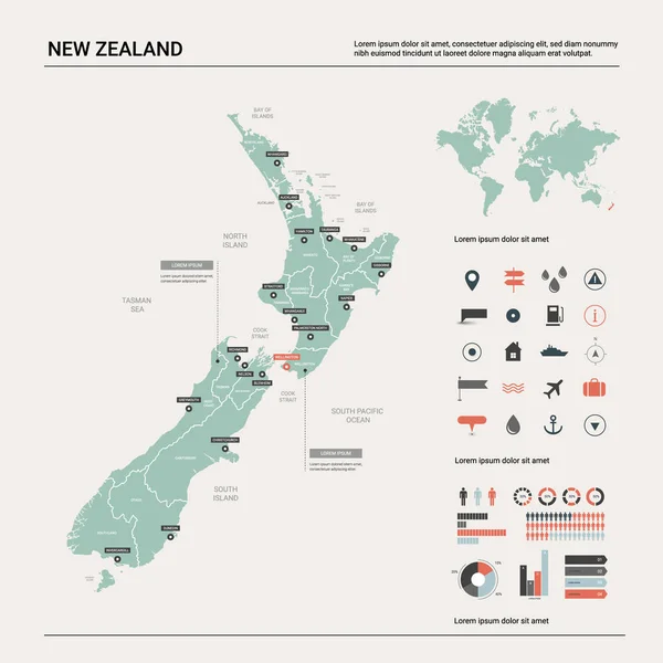 Vektoros Térkép Új-Zéland. — Stock Vector