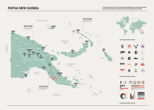 Mapa vetorial de Papua Nova Guiné . — Vetor de Stock