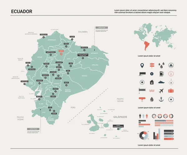 Mapa wektorowa Ekwadoru. — Wektor stockowy