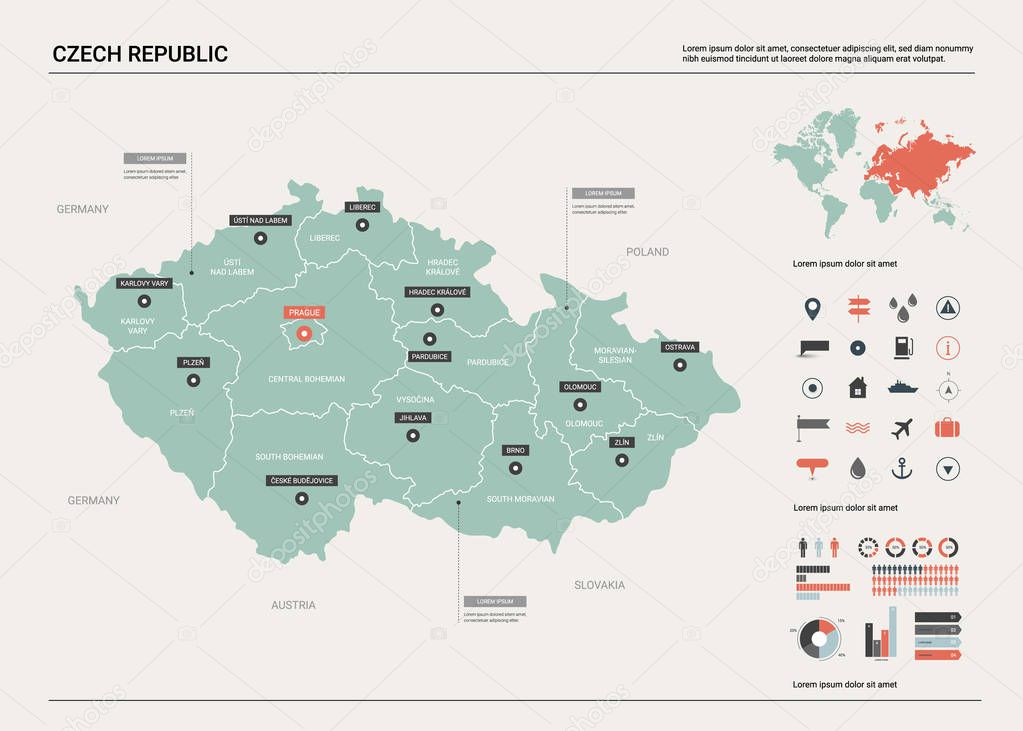 Vector map of Czech Republic. 