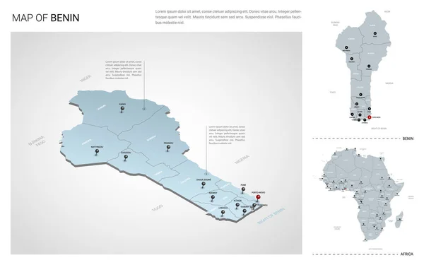Conjunto de vectores del país de Benín . — Vector de stock