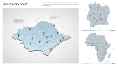 Fildişi Sahili ülkesinin vektör seti.  