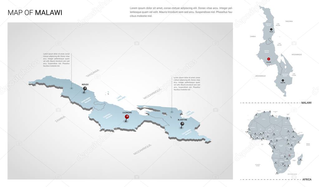 Vector set of Malawi country.  