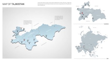 Tacikistan ülkesinin vektör seti. 