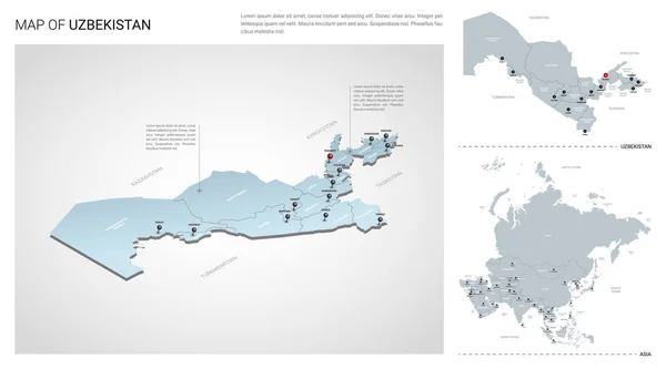 Conjunto de vectores del país de Uzbekistán . — Vector de stock