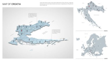 Hırvatistan ülkesinin vektör seti.  