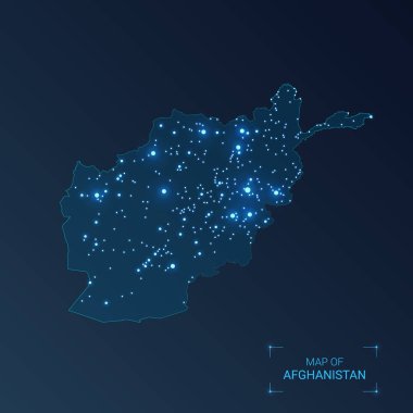 Şehirlerle Afganistan haritası. 
