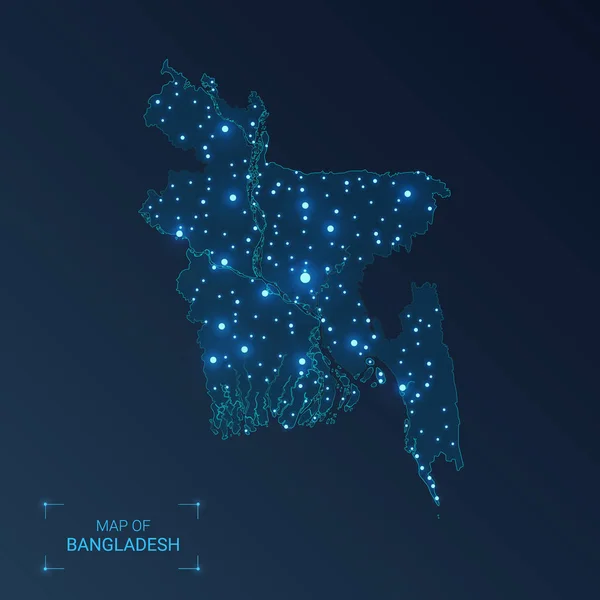 Bangladesh mapa con ciudades . — Archivo Imágenes Vectoriales