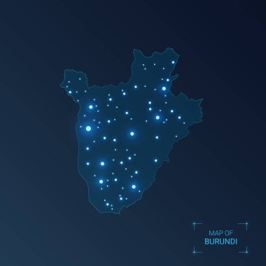 Şehirlerle Burundi haritası. 