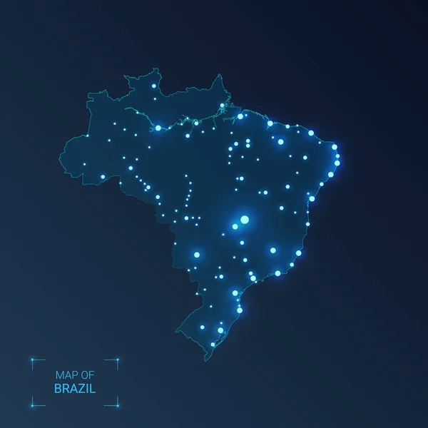 Brasil mapa con ciudades . — Vector de stock