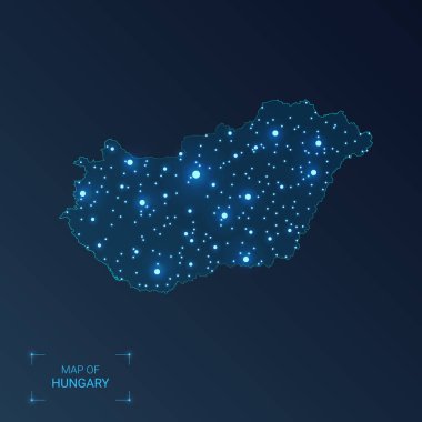 Şehirlerle Macaristan haritası. 