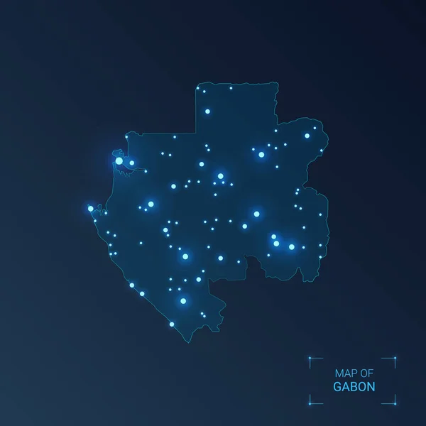 Gabon map with cities. — 스톡 벡터