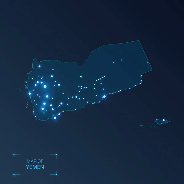 Yémen carte avec les villes . — Image vectorielle