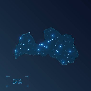 Şehirli Letonya haritası. 