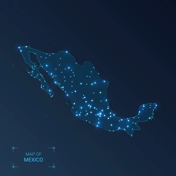 México mapa con ciudades . — Archivo Imágenes Vectoriales