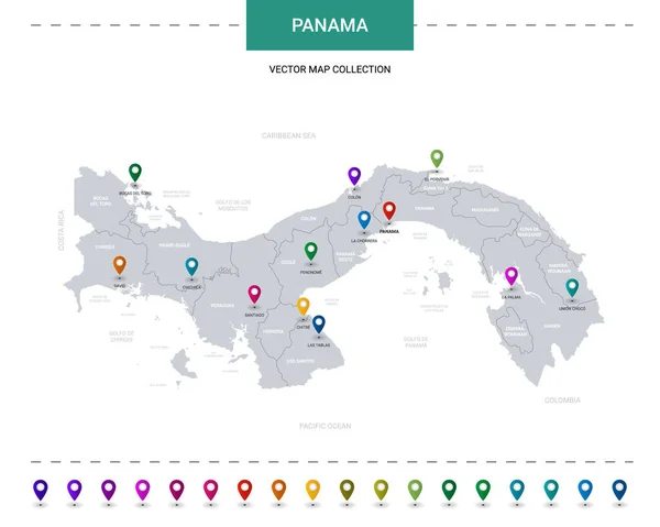 パナマ地図上の位置ポインタマーク 白地に隔離されたインフォグラフィックベクトルテンプレート — ストックベクタ