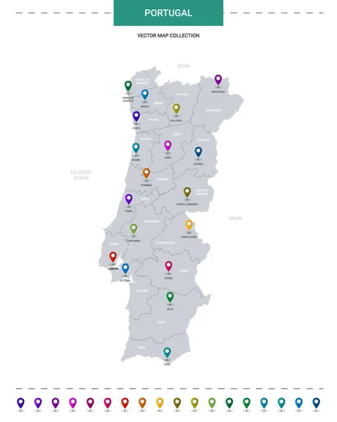 Portugalaltamente Detalhado De Mapas - Arte vetorial de stock e