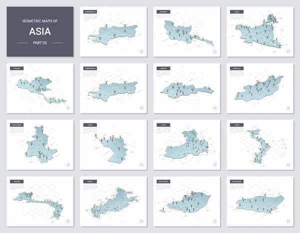 Διάνυσμα Ισομετρικοί Χάρτες Που Ασία Ήπειρο Χάρτες Ασιατικών Χωρών Διοικητική — Διανυσματικό Αρχείο