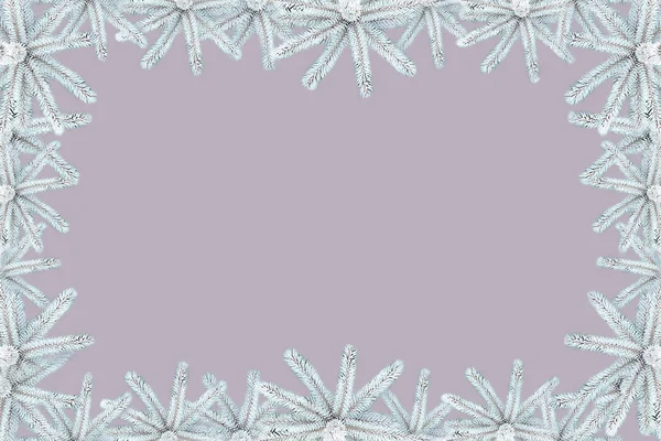 Vánoční Pozadí Sněhem Pokrytých Thistle Smrk Plátně Místem Pro Nápis — Stock fotografie