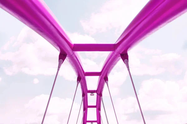 Vista Estructura Superior Del Puente Fucsia Contra Cielo Azul — Foto de Stock