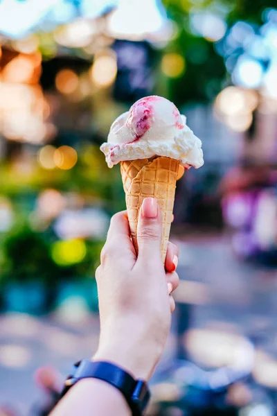 Ice cream in hands — Stock Photo, Image