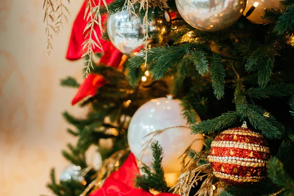 Kerstboom decoratie achtergrond — Stockfoto