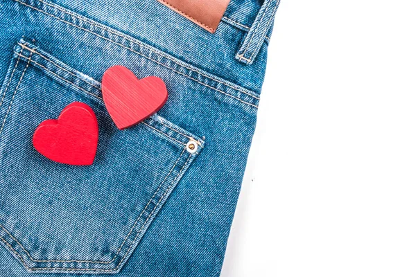 Hearts in jeans pocket — Stock Photo, Image